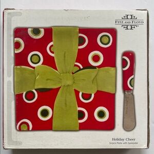 Fitz and Floyd Holiday Cheer Snack Plate & Spreader NEW